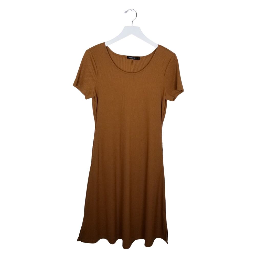 MIKAROSE Ribbed Knit Scoop Neck Sheath Dress Mocha - Size Small - Picture 1 of 7